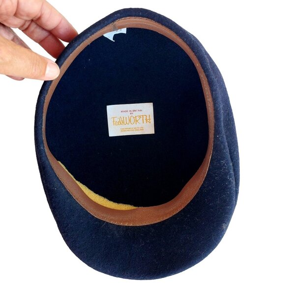 Vintage Flat Cap Failsworth Hat Navy Blue Made in Britain Showerproof NWOT 70s - Picture 4 of 8